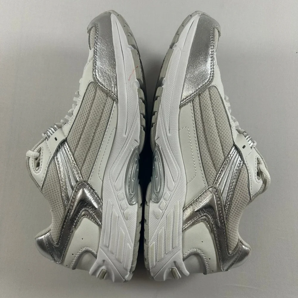 Vionic 23WALK 2.0 Shoes Womens 8.5 Wide White‎ Silver Leather Walking Sneakers